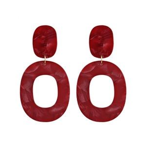 Marbled red acrylic circle drop earrings